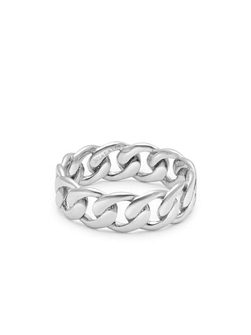 Nialaya Women's Ring Chain Ring in Silver